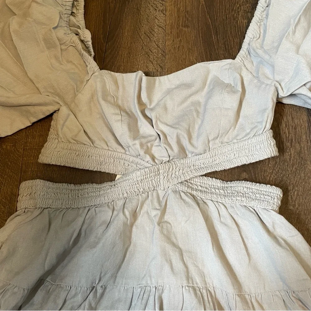 Free People Light Blue Puff Sleeve Mini Dress - Picture 2 of 3